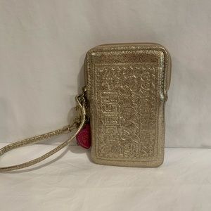 Coach Poppy Gold Metallic Wristlet